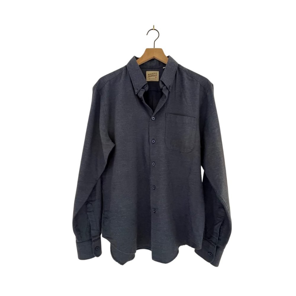 Naked & Famous: Dark blue flannel.